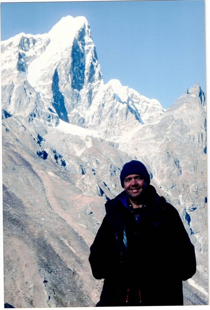 Portrait at altitude during a mountain expedition